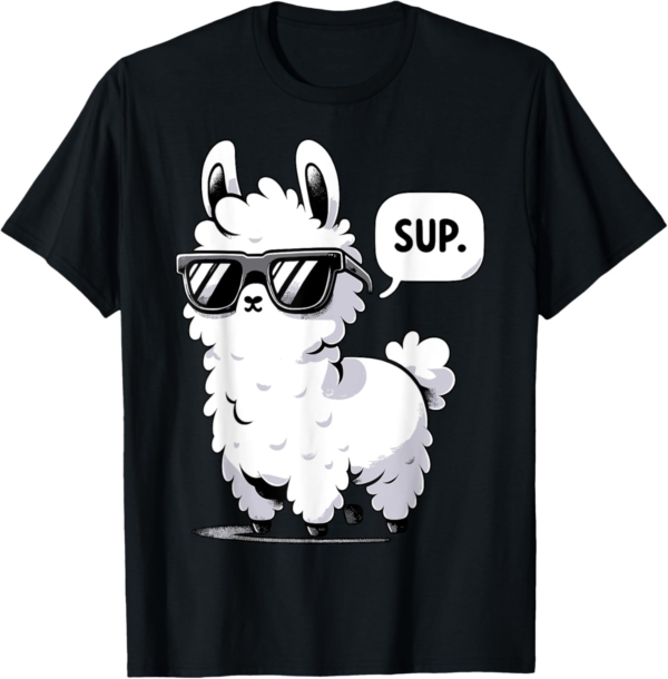 Alpaca Llama with Sunglasses Sup T-Shirt - Image 2